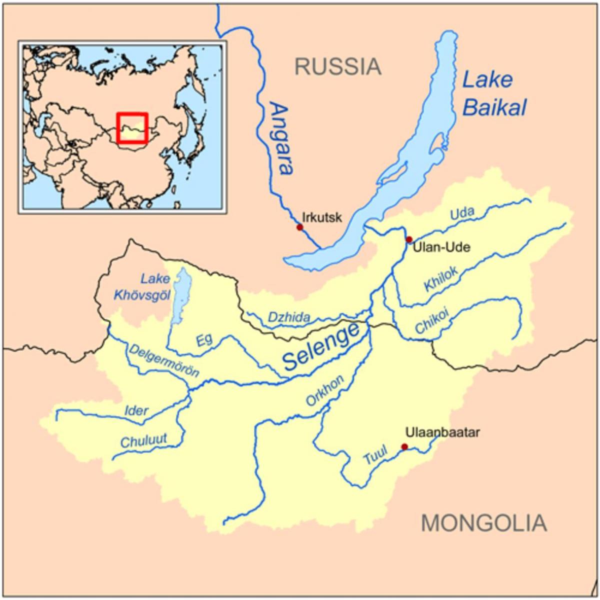 Монголын газрын зургийг голын