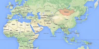 Дэлхийн газрын зураг харагдаж байгаа Монгол улсын