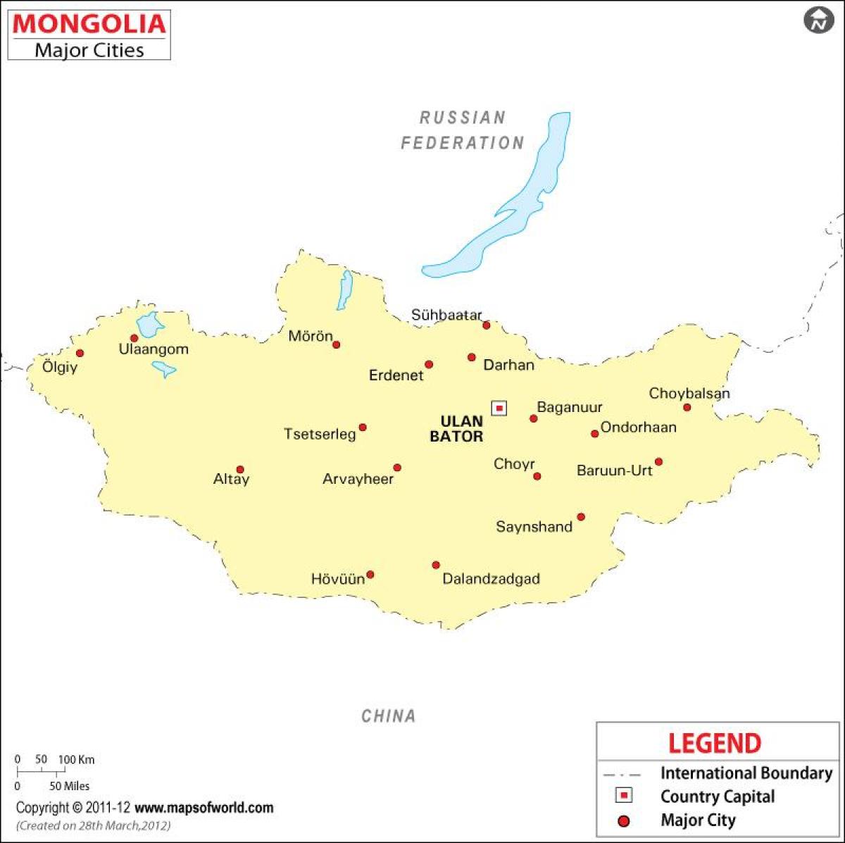 Монгол улсын газрын зураг бүхий хотууд