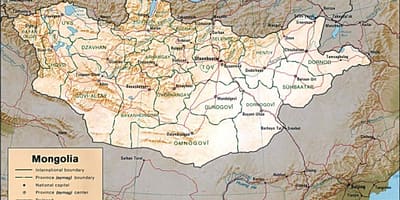 Монгол орны газар зүйн зураг